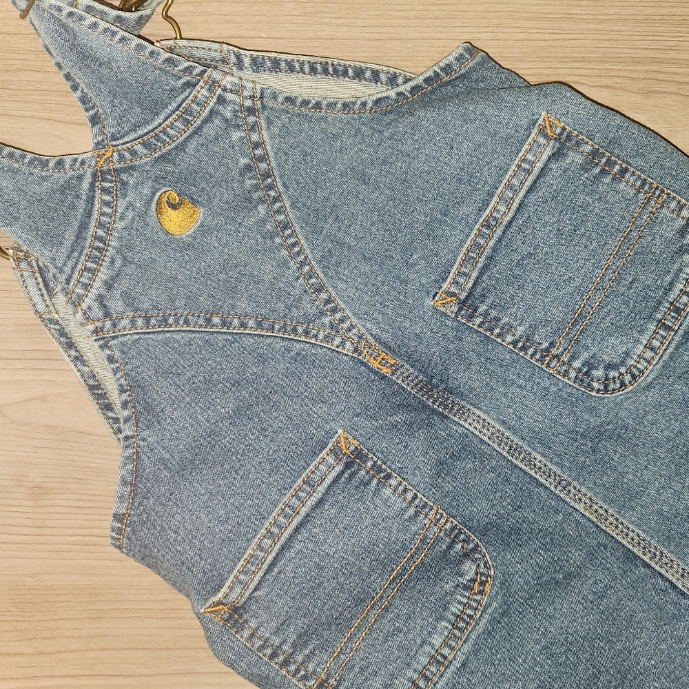Carhartt Kids Blue Denim Overall Shorts - Picture 3 of 4